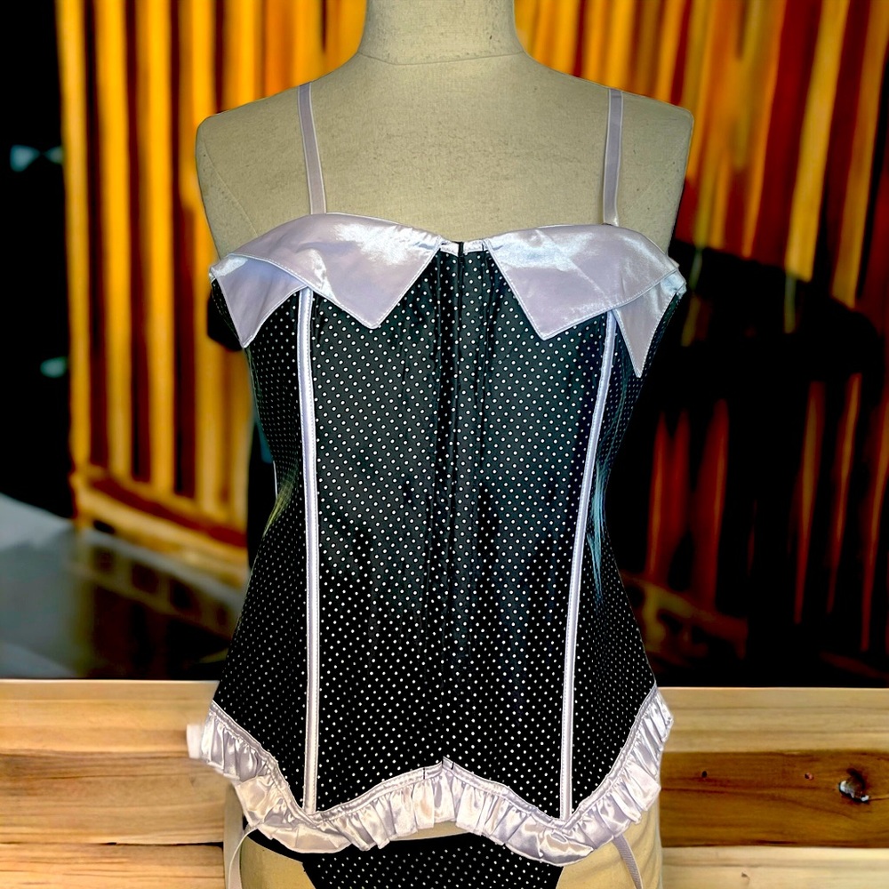 Women’s 2 piece set Corset plus size polka dots with pantyhose strips